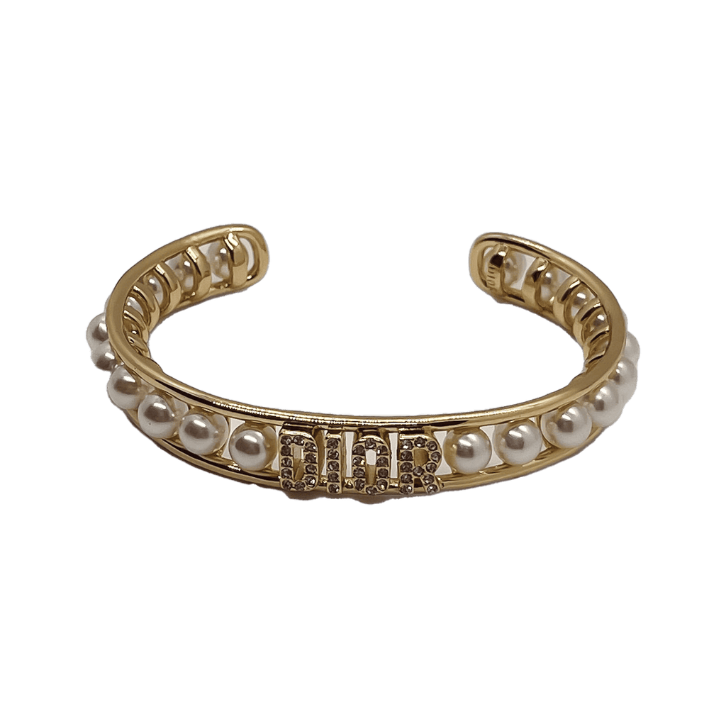 18K CD Pearl Open Cuff Bracelet