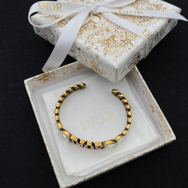 18K CD Vintage Crystal Cuff Bracelet