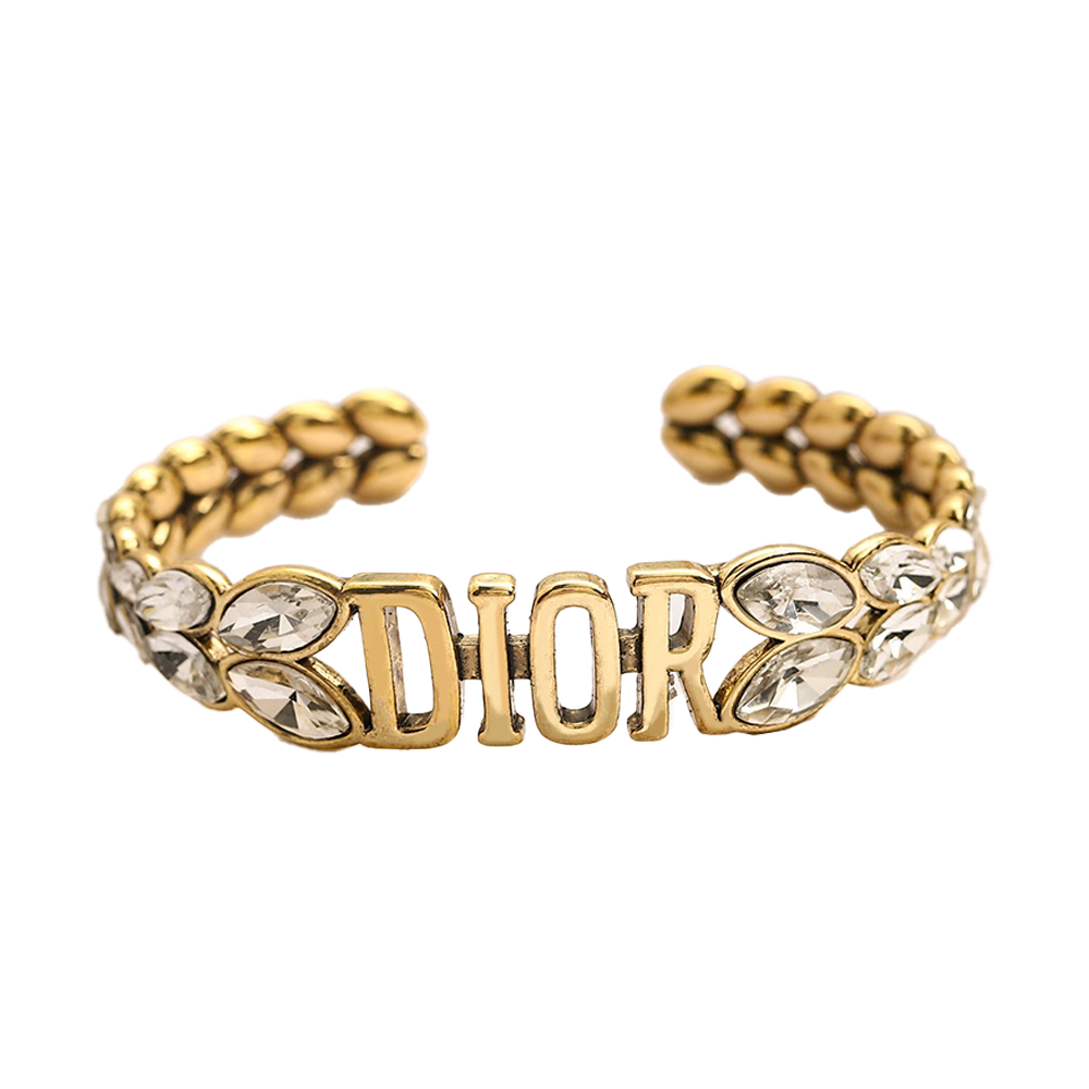 18K CD Crystal Open Cuff Bracelet