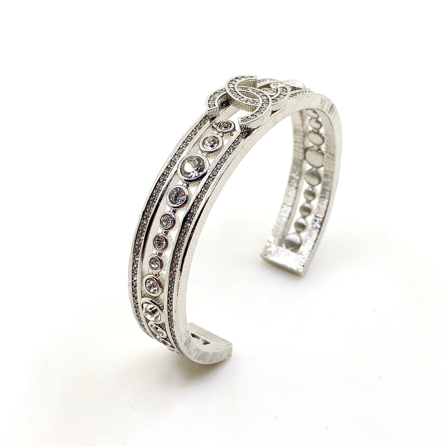18K CC Cuff Crystals Open Bracelet