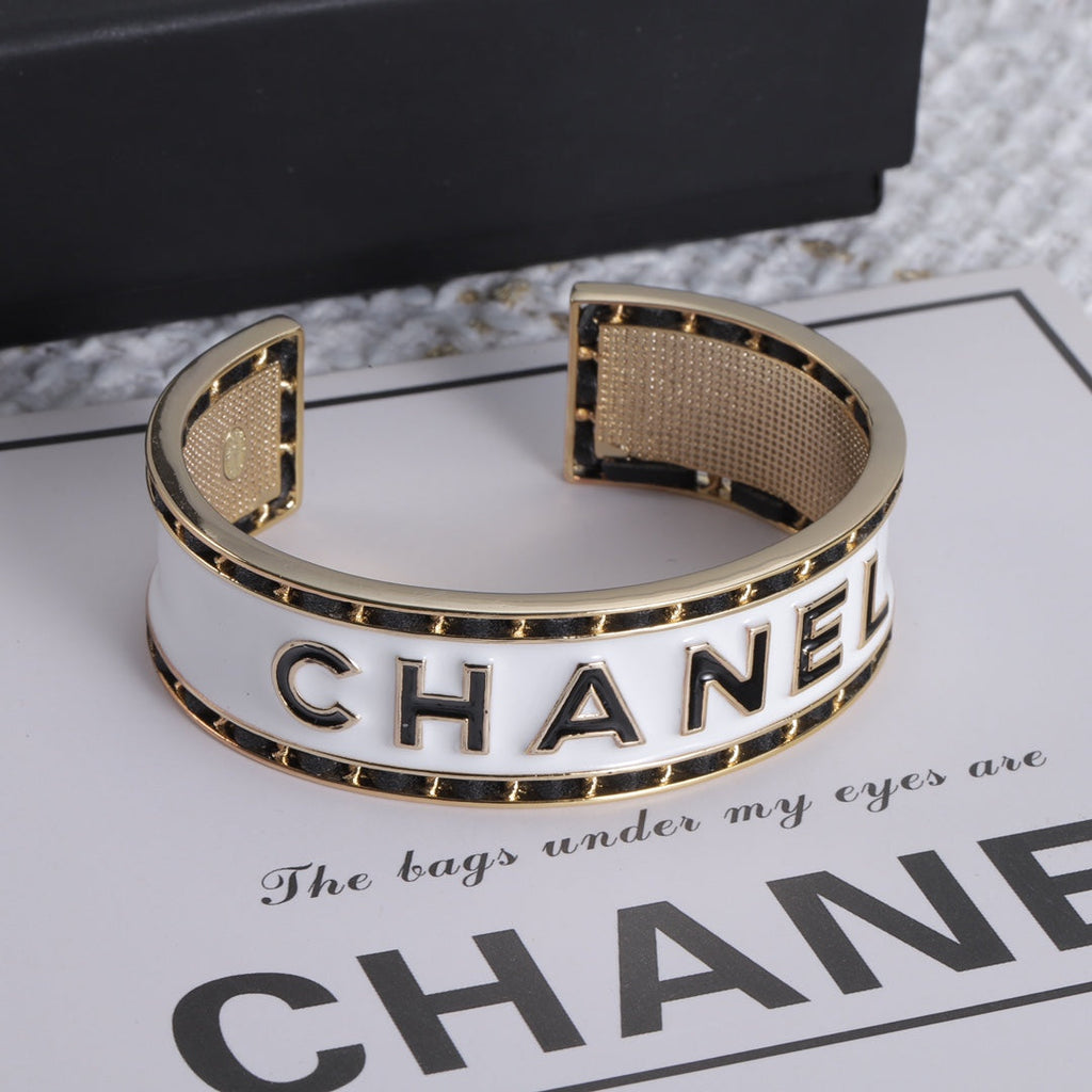 18K CC White Cuff Bracelet