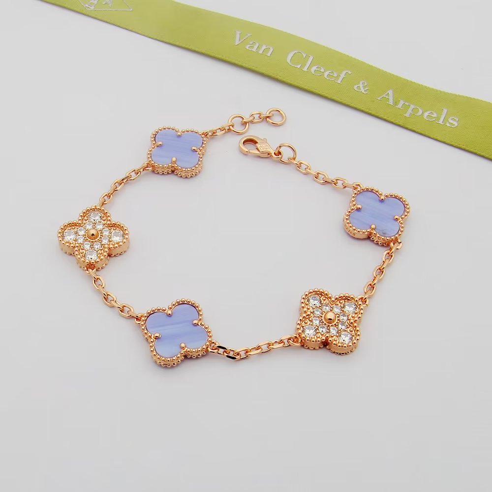 18K Vintage Alhambra Purple Diamonds Bracelet