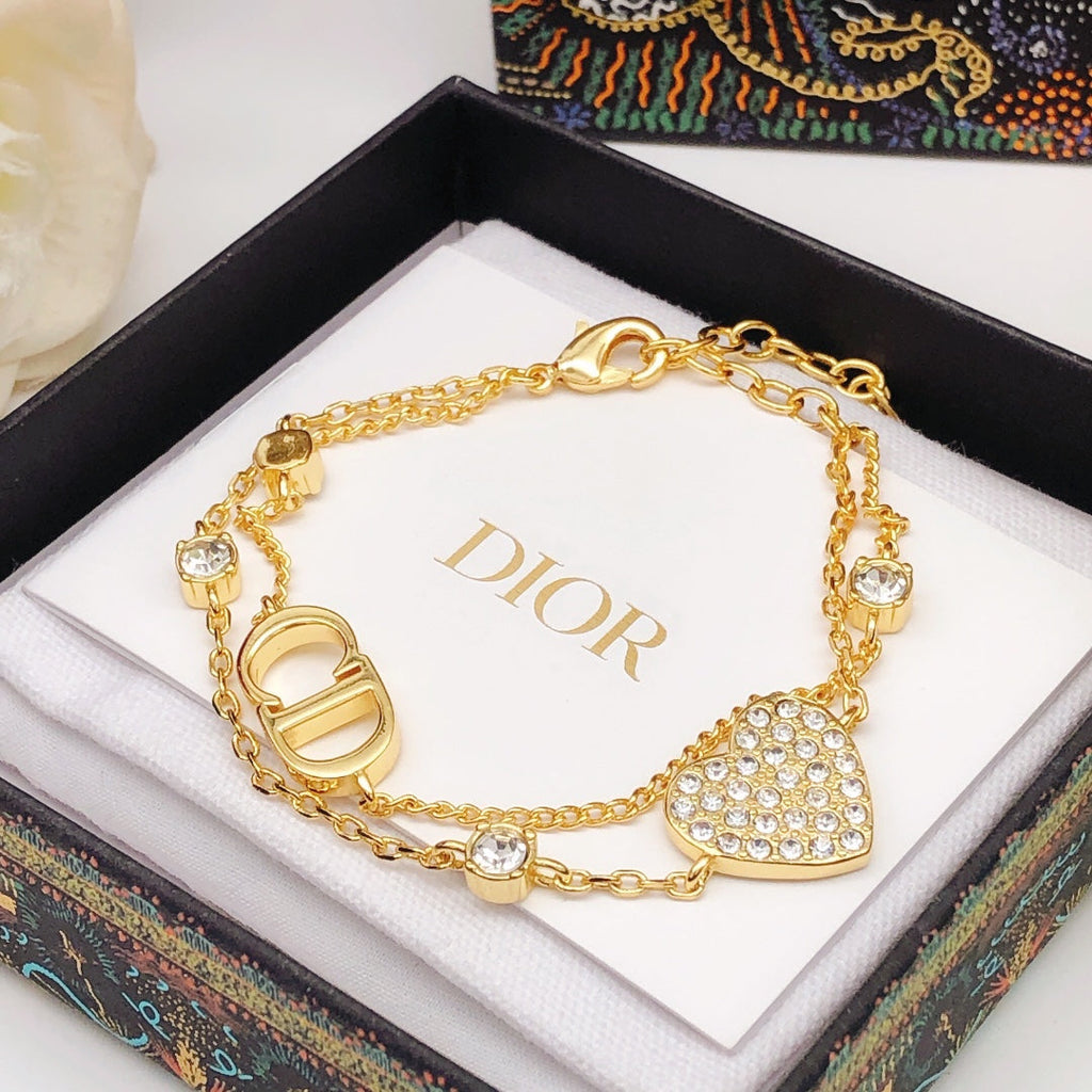 18K Petit CD Heart Diamonds Bracelet