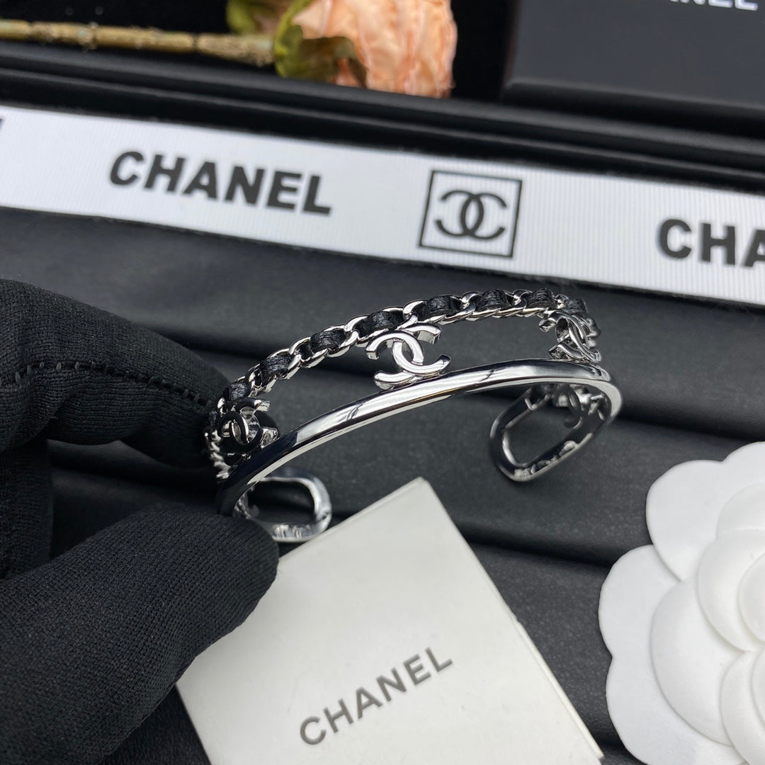 18K CC Crystals Open Bracelet